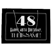 48誕生日:アールデコインスパイアスタイル「48」、名前 ラージペーパーバッグ (裏面)