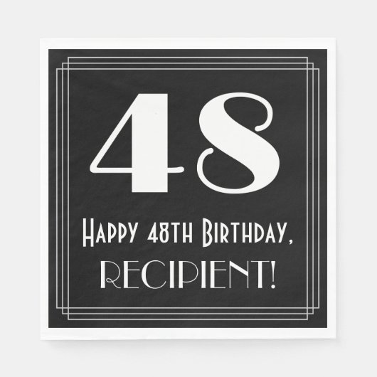 48誕生日~アールデコ見るインスパイア"48",名前 スタンダードランチョンナプキン (正面)