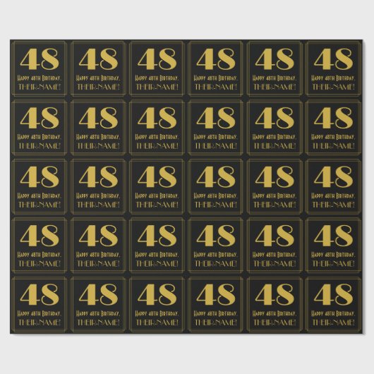 48誕生日~アールデコ見るインスパイア"48",名前 ラッピングペーパー (フラット)