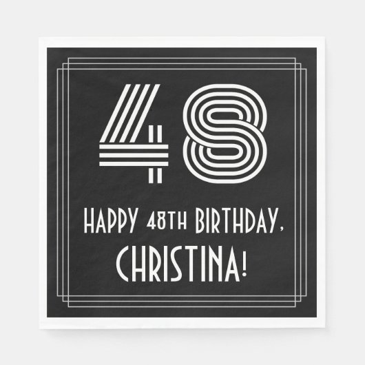 48誕生日:インスパイアアールデコ検索"48" +名前 スタンダードランチョンナプキン (正面)