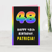 48誕生日:カラフルレインボー# 48、名前をカスタムする カード (正面)