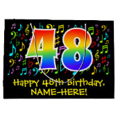 48誕生日-カラフル音楽シンボル、レインボー48 ラージペーパーバッグ (裏面)