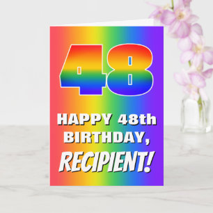 48誕生日: カラフル、おもしろいレインボーパターン# 48 カード