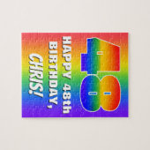 48誕生日: カラフル、おもしろいレインボーパターン# 48 ジグソーパズル (横)