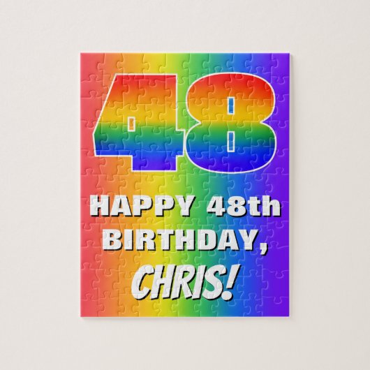 48誕生日: カラフル、おもしろいレインボーパターン# 48 ジグソーパズル (縦)