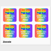 48誕生日: カラフル、おもしろいレインボーパターン# 48 スクエアシール (シート)