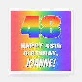 48誕生日: カラフル、おもしろいレインボーパターン# 48 スタンダードランチョンナプキン (正面)