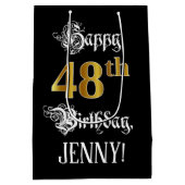 48誕生日～ファンシースクリプト；フェイク金ゴールド検索；名前 ミディアムペーパーバッグ (裏面)