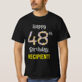 48誕生日:フローラ花数"48" +名前 Tシャツ (正面)
