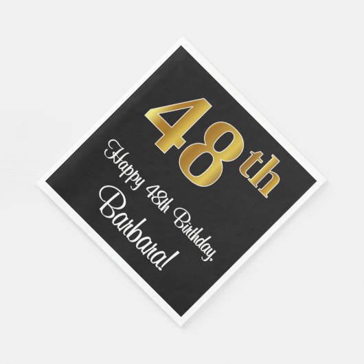 48誕生日～ラグジュアリーエレガントなフェイク金ゴールドルック# スタンダードランチョンナプキン (角)