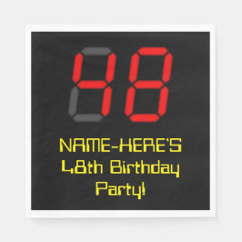 48誕生日：レッドデジタルクロックスタイル"48" +名前 スタンダードランチョンナプキン