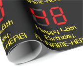 48誕生日:レッドデジタルクロックスタイル"48" +名前 ラッピングペーパー (ロールコーナー)