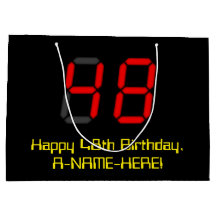 48誕生日：レッドデジタルクロックスタイル"48" +名前