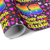 48誕生日:愛するハートパターン、虹# 48 ラッピングペーパー (ロールコーナー)