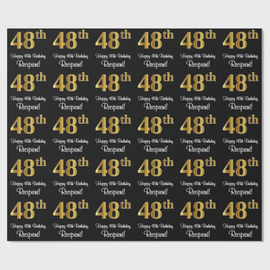 48誕生日：豪華エレガントなフェイク金ゴールドルック# ラッピングペーパー (フラット)