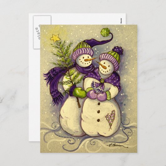 4882雪だるまクリスマス シーズンポストカード (正面/裏面)