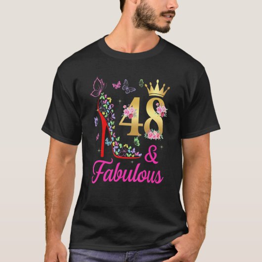 48 & Fabulous 48歳48日蝶H Tシャツ (正面)