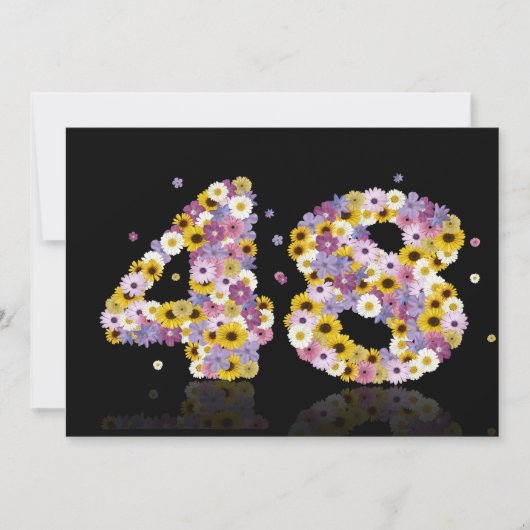 48thバースデーパーティー、花の文字 招待状 (正面)
