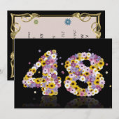 48thバースデーパーティー、花の文字 招待状 (正面/裏面)