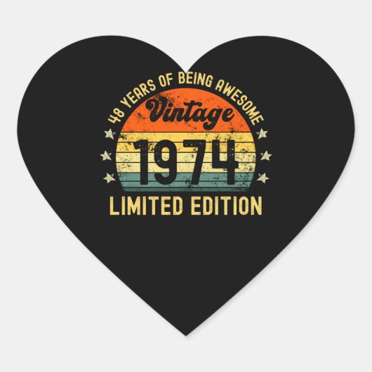 48th誕生日ギフトヴィンテージ1974限定版 ハートシール (正面)