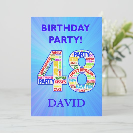 48th誕生日パーティーの招待の追加の名前 招待状 (スタンド正面)