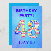 48th誕生日パーティーの招待の追加の名前 招待状 (正面/裏面)