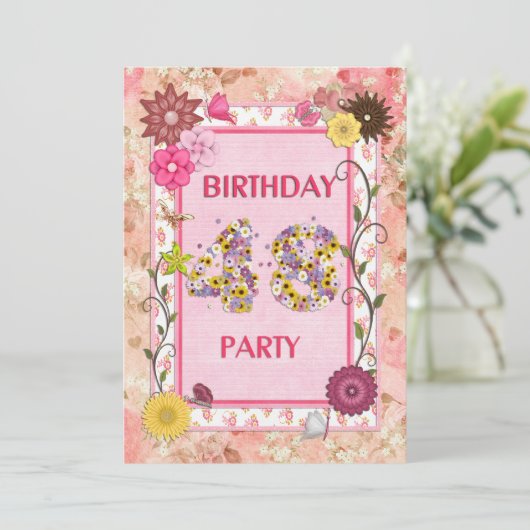 48th誕生日パーティーへの招待フローラ枠 招待状 (スタンド正面)