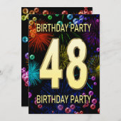 48th誕生日パーティー招待花火大会 招待状 (正面/裏面)