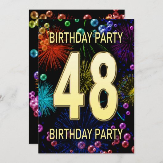 48th誕生日パーティー招待花火大会 招待状 (正面/裏面)
