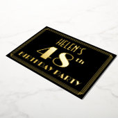 48th誕生日パーティー：アールデコ見る"48"，名前と 箔招待状 (回転した状態)