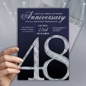 48th Anniversary Diamond Silver Navy Blue 招待状