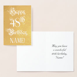 48th Birthday: Elegant, Ornate Script; Custom Name 箔カード