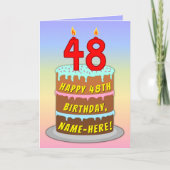 48th Birthday — Fun Cake & Candles, w/ Custom Name カード (正面)
