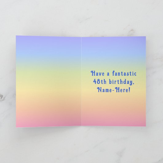 48th Birthday — Fun Cake & Candles, w/ Custom Name カード (内部)