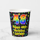 48th Birthday: Fun Stars Pattern and Rainbow 48 紙コップ (正面)