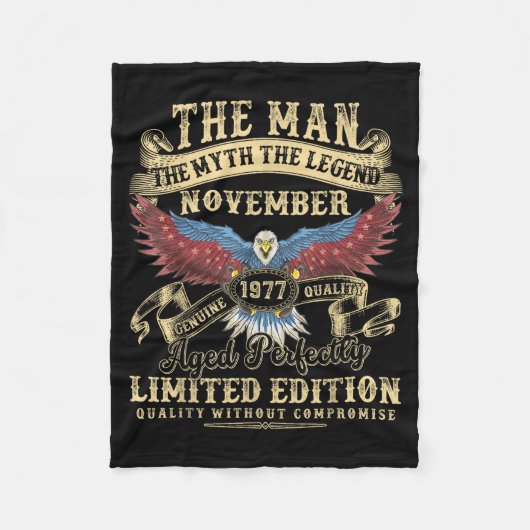 48th Birthday November 1977 Men Funny 48 Years Old フリースブランケット (正面)