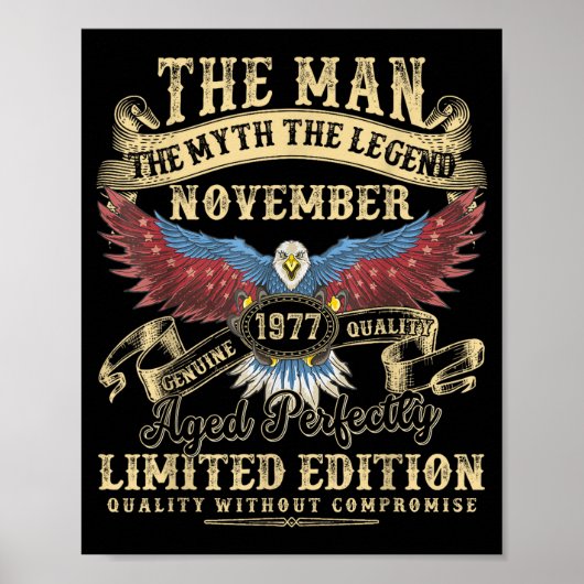 48th Birthday November 1977 Men Funny 48 Years Old ポスター (正面)