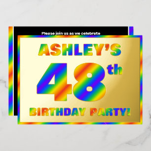 48th Birthday Party —おもしろい、レインボースペクトル「48」 箔招待状