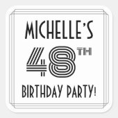 48th Birthday Party:アールデコスタイル+名前をカスタムする スクエアシール (正面)