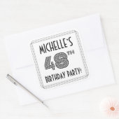 48th Birthday Party:アールデコスタイル+名前をカスタムする スクエアシール (封筒)