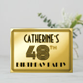 48th Birthday Party —アールデコスタイル「48」 & Name 箔招待状 (立ち正面)