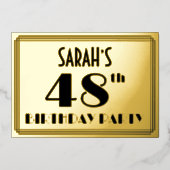 48th Birthday Party —アールデコ検索「48」 +名前 箔招待状 (正面)