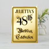 48th Birthday Party – スクリプエレガントト+名前をカスタムする 箔招待状 (立ち正面)