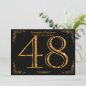 48th Birthday party, Gatsby styl,ブラック金ゴールドグリッター 招待状 (スタンド正面)