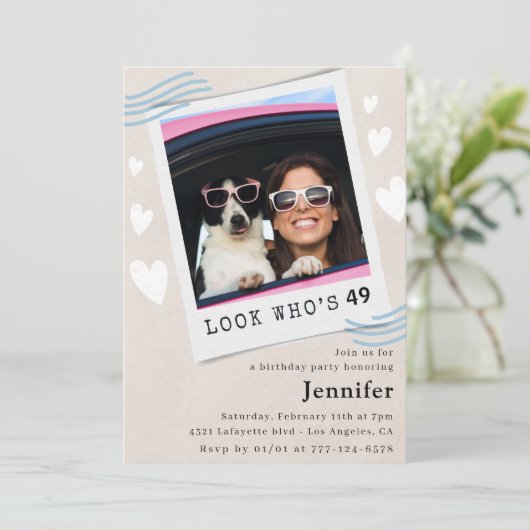 49おもしろい歳の誕生日招待状写真 招待状 (スタンド正面)