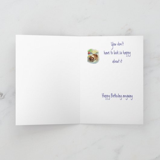 49おもしろい誕生日かわいい悲しいボクサー犬 カード (内部)