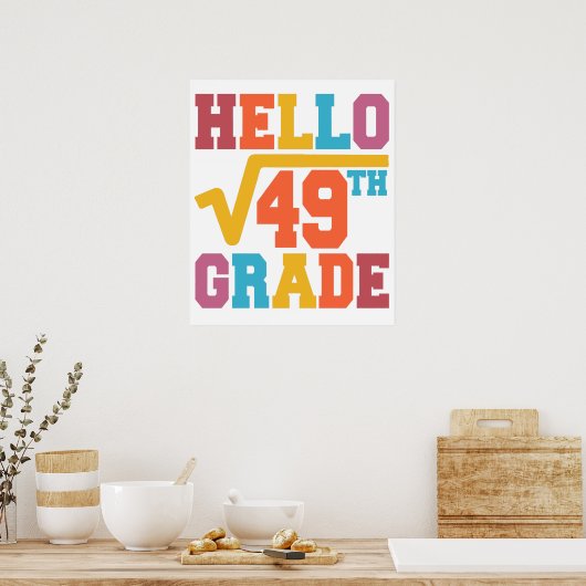 49の数学の学生の7年生の平方根 ポスター (キッチン)