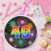 49イベント-おもしろいカラフル、はっきりした、虹49 ペーパープレート (パーティー)