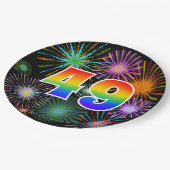 49イベント-おもしろいカラフル、はっきりした、虹49 ペーパープレート (アングル)