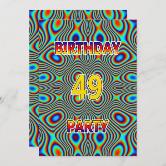 49サイケデリックth Birthdayパーティーへの招待 招待状 (正面/裏面)